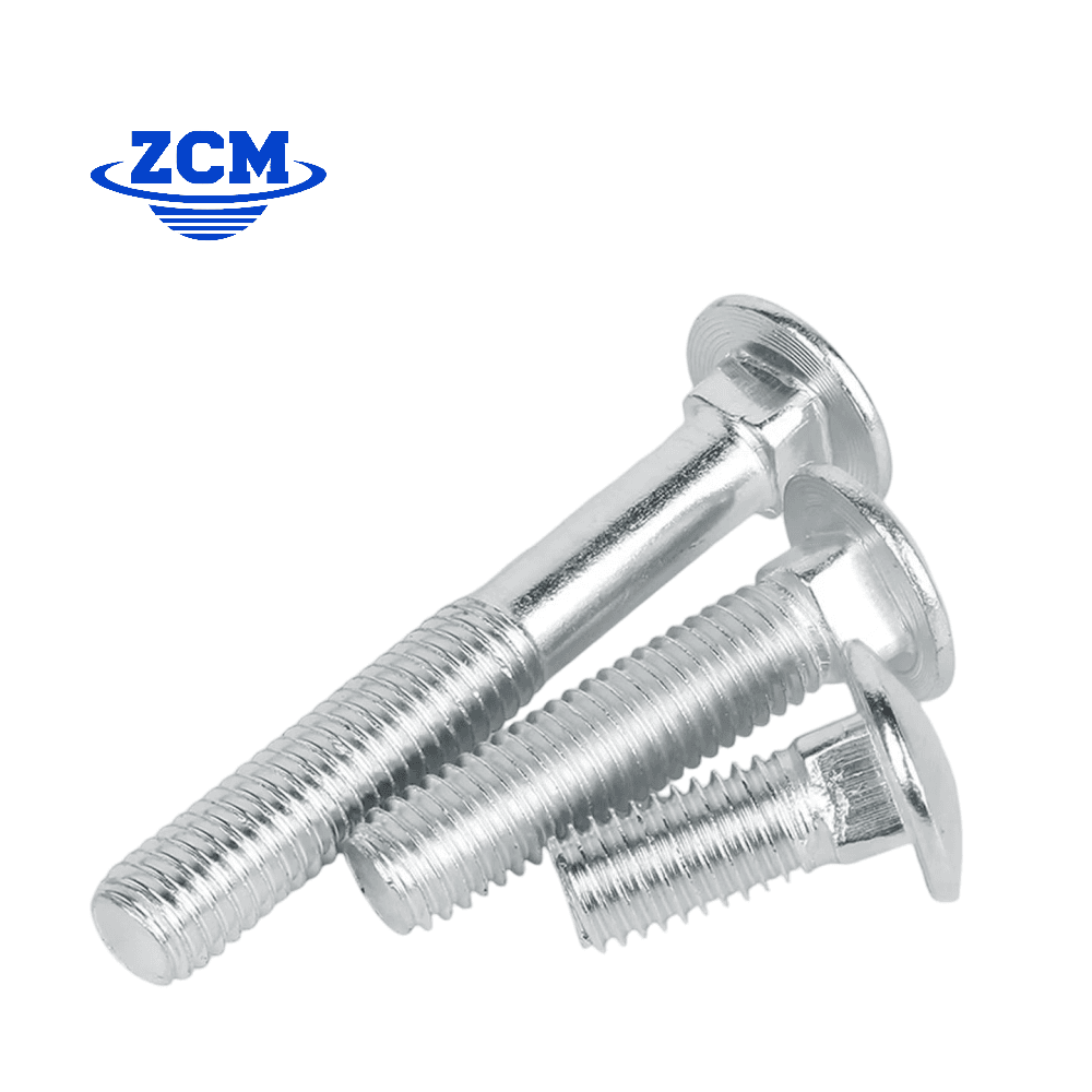 Large zinc plated carriage bolts close-up by ZCM