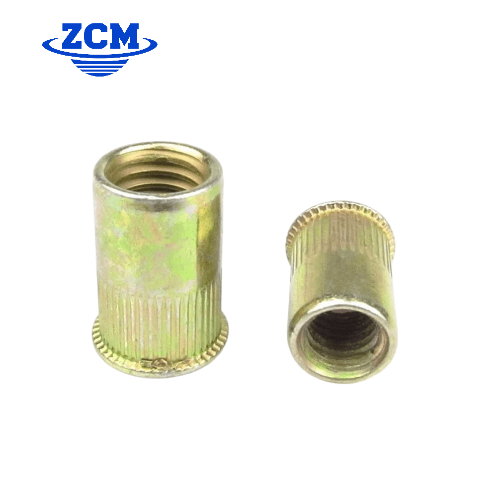 Two rivet nuts showing knurled body and internal thread detail by ZCM
